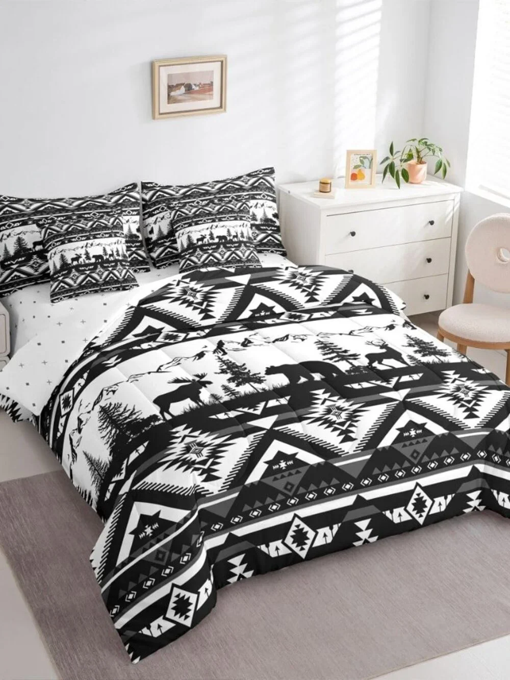 Western Comforter Set Queen Size 7 Pieces Southwestern Aztec Bedding Set for Kid